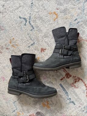 UGG Black Buckle Mid-Calf Combat Boots
